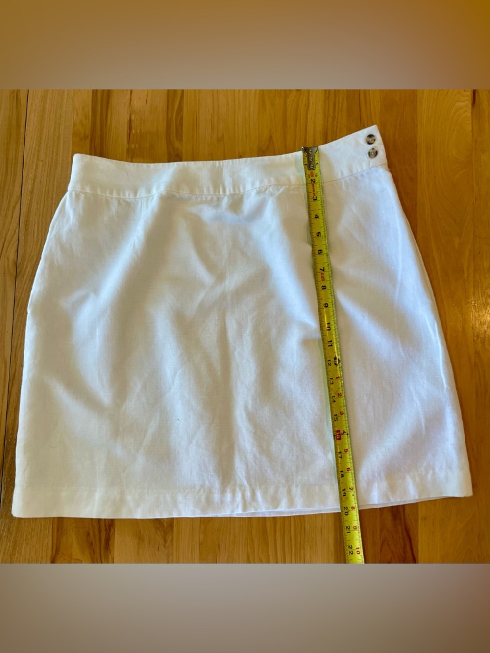 Talbots White Mini Skirt with Button Accent